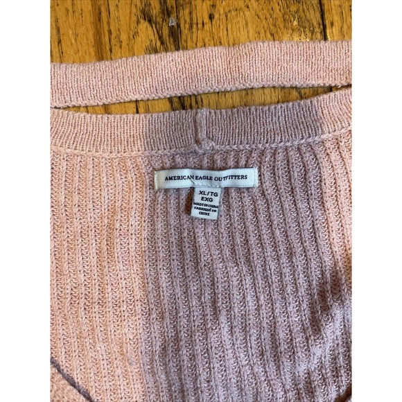 american eagle v neck thermal sweater pink XL - Picture 7 of 7